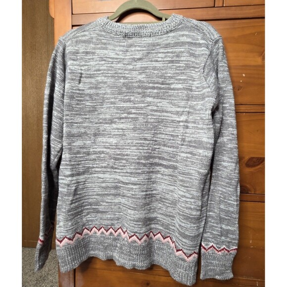 Vintage Canada Weather Gear Sweater Size L Gray Red Snowflake Fair Isle Ski - Picture 2 of 8